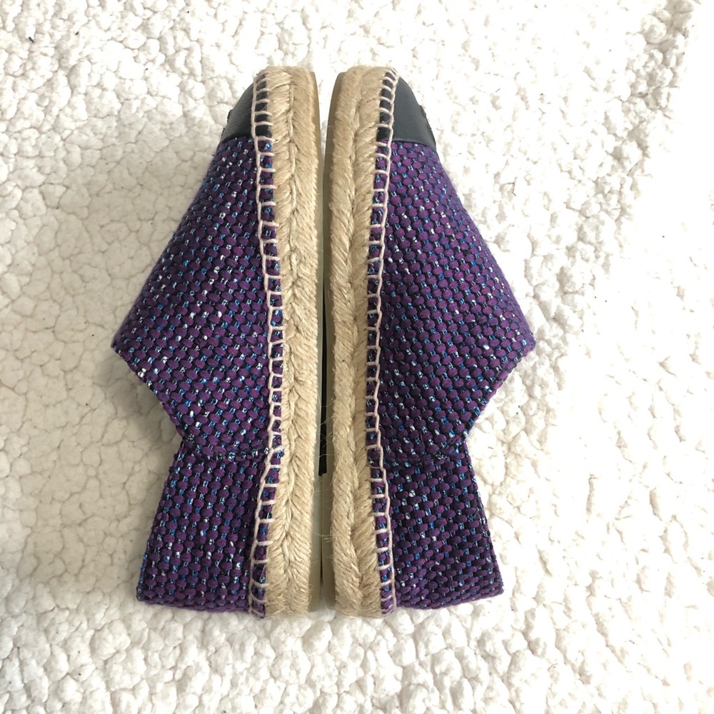 CHANEL Purple Tweed Espadrille Flats with Black Cap Toe and Jute Sole - Picture 4 of 16